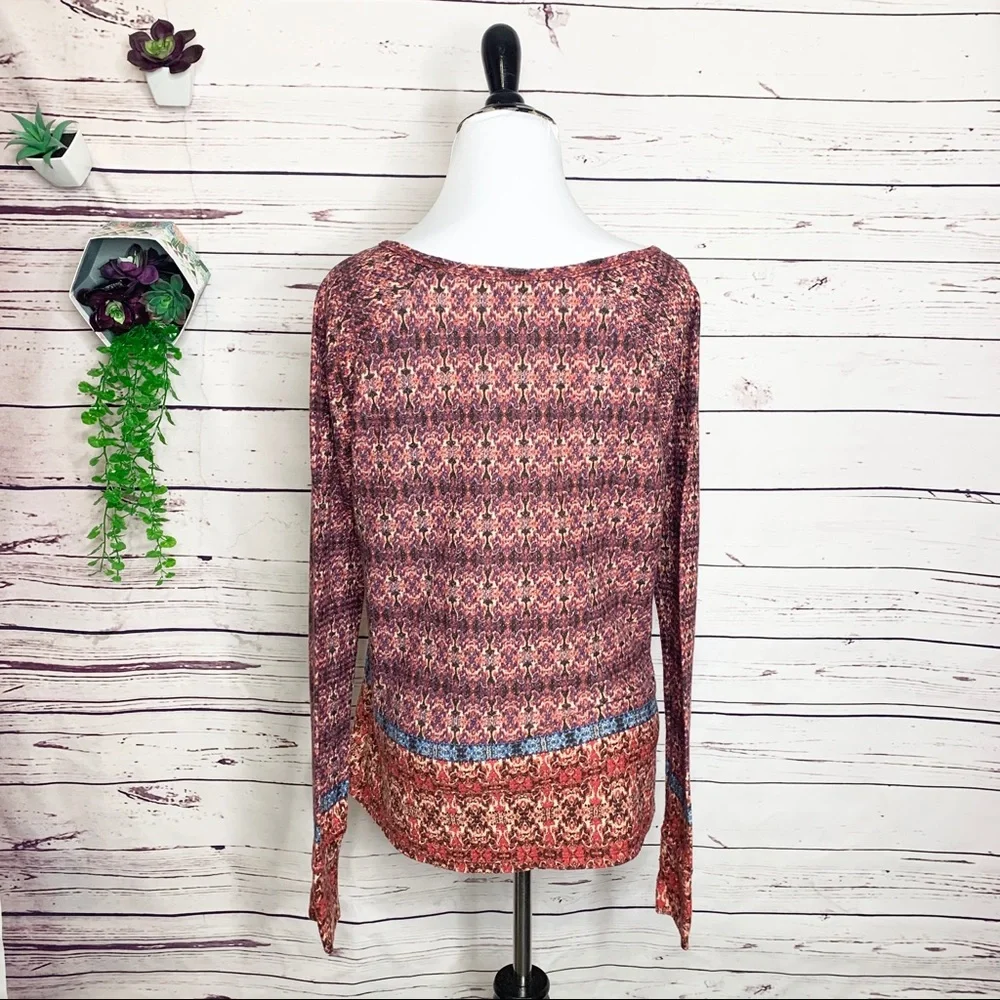 Vintage America Boho Lace Up Lara Top Long Sleeve Size Medium Red & Blue - Picture 6 of 7